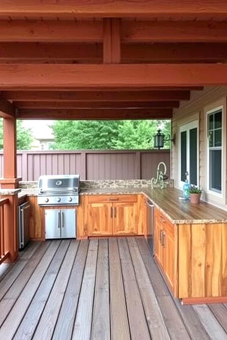 Versatile Outdoor Kitchen Deck - 24 Mobile Home Deck Ideas