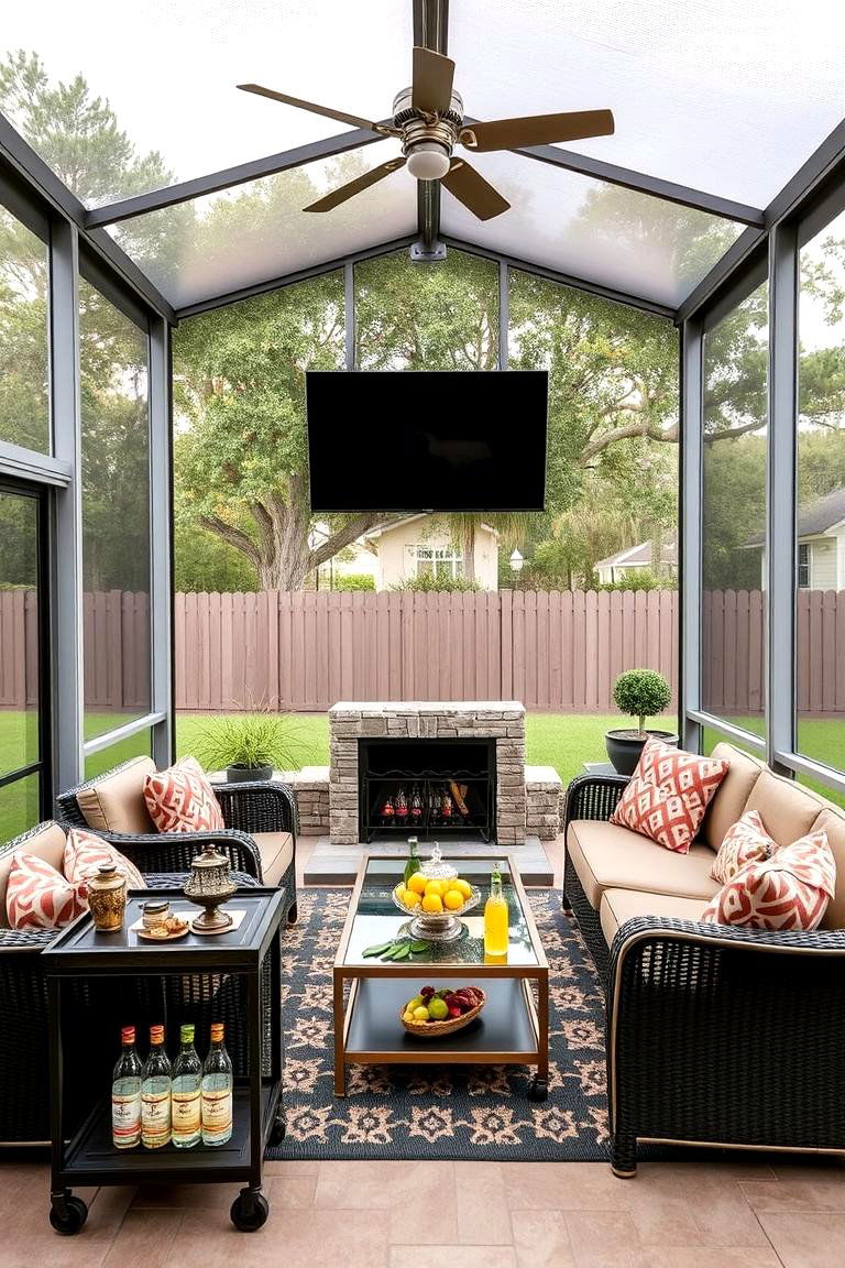 Versatile Screened in Entertainment Hub - 24 Screened-in Deck Ideas