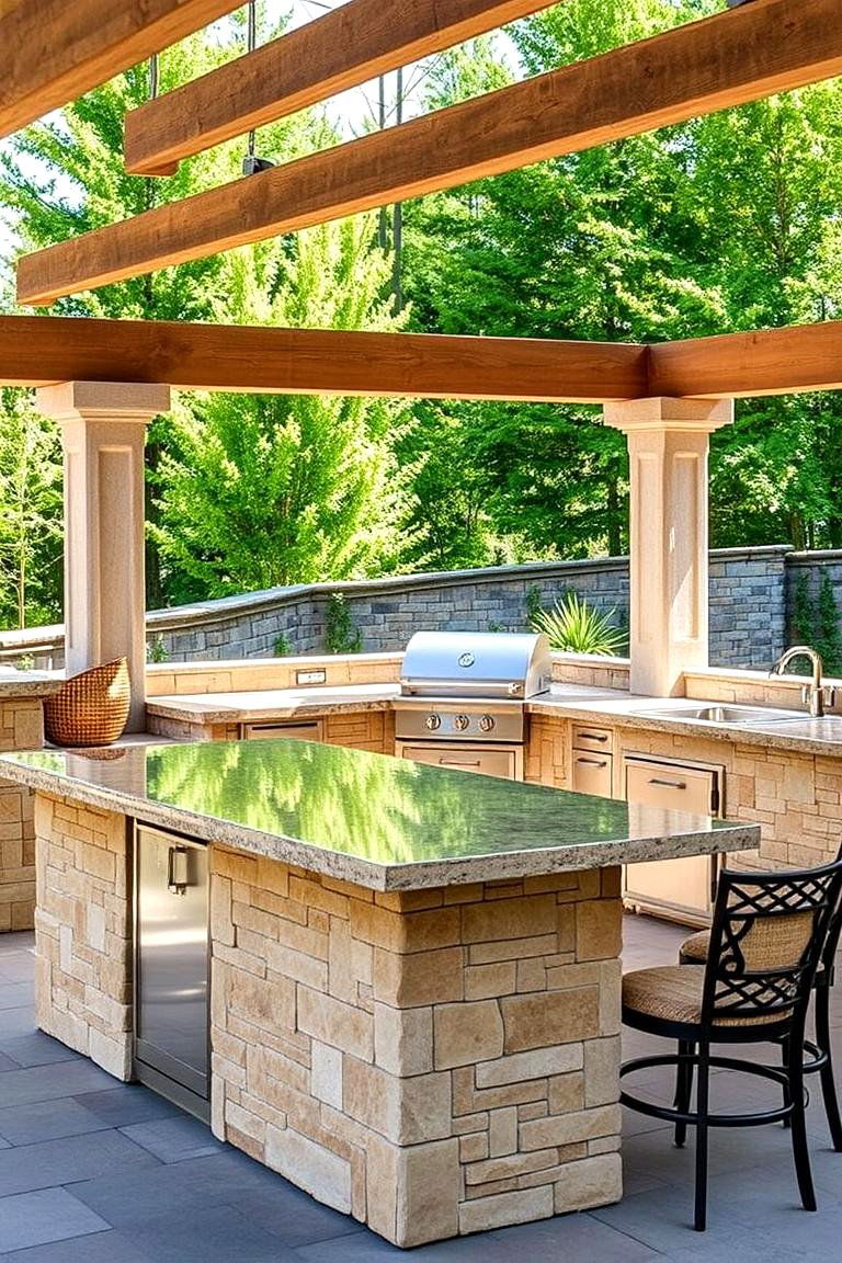 Versatile Stone Outdoor Kitchen - 24 Stone Exterior Home Ideas