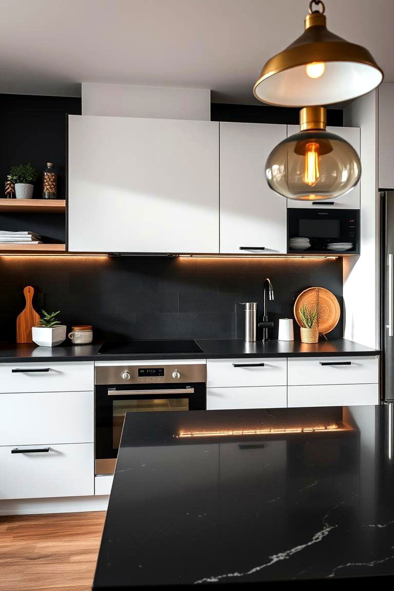 Versatile Style Integration - 24 Black Kitchen Countertops