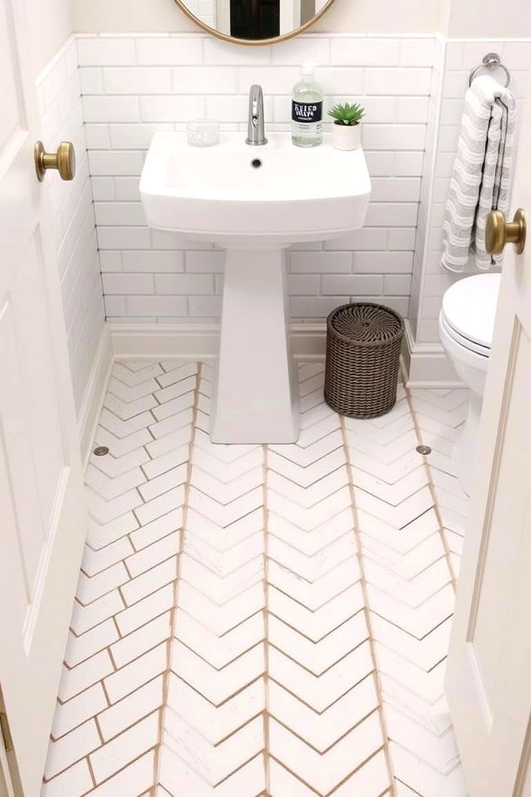 Versatile Subway Tile Layouts - 24 Powder Room Floor Tile Ideas