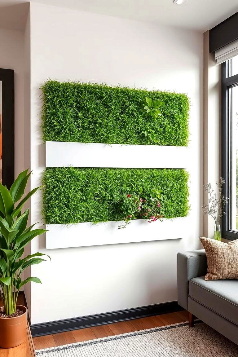 Vertical Artificial Grass Planters - 24 Artificial Grass Wall Design Ideas