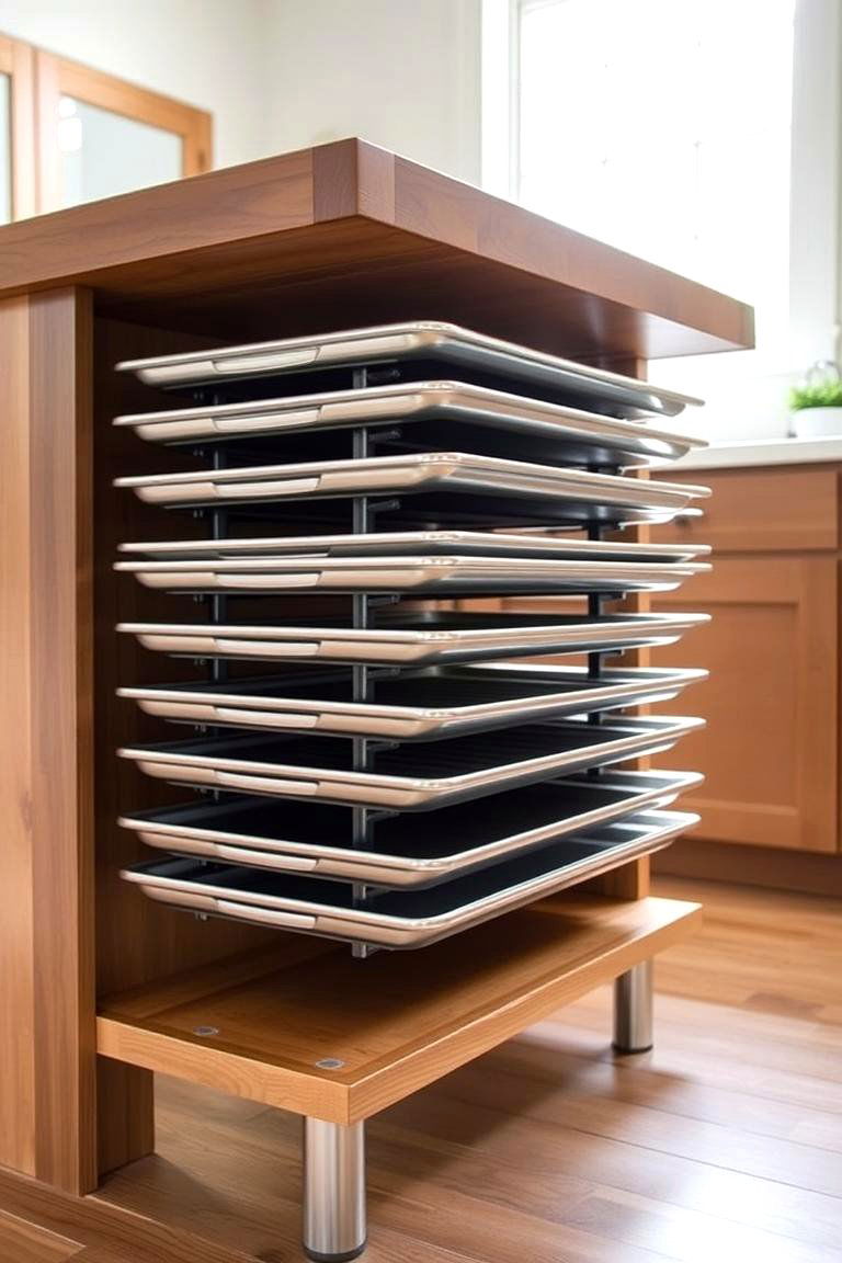 Vertical Baking Sheet Storage - 24 Kitchen Island Storage Ideas