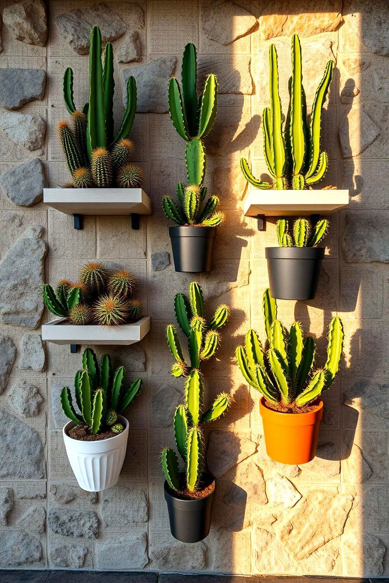 Vertical Cactus Wall Display - 24 Cactus Garden Ideas