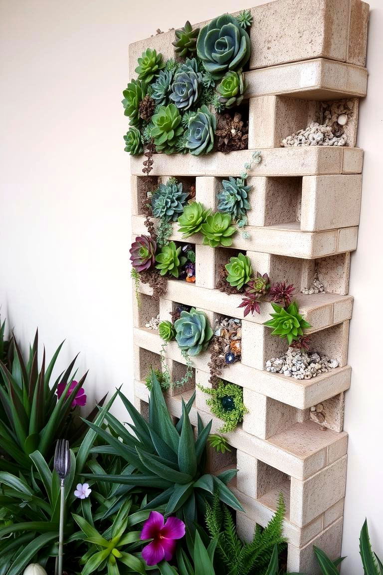 Vertical Garden Art - 24 Cinder Block Garden Ideas