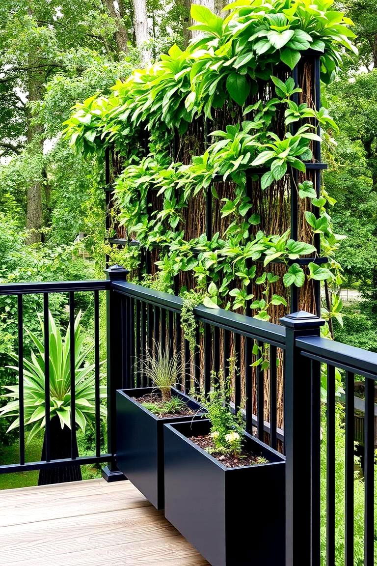 Vertical Garden Black Railing for a Lush Look - 24 black deck railing ideas