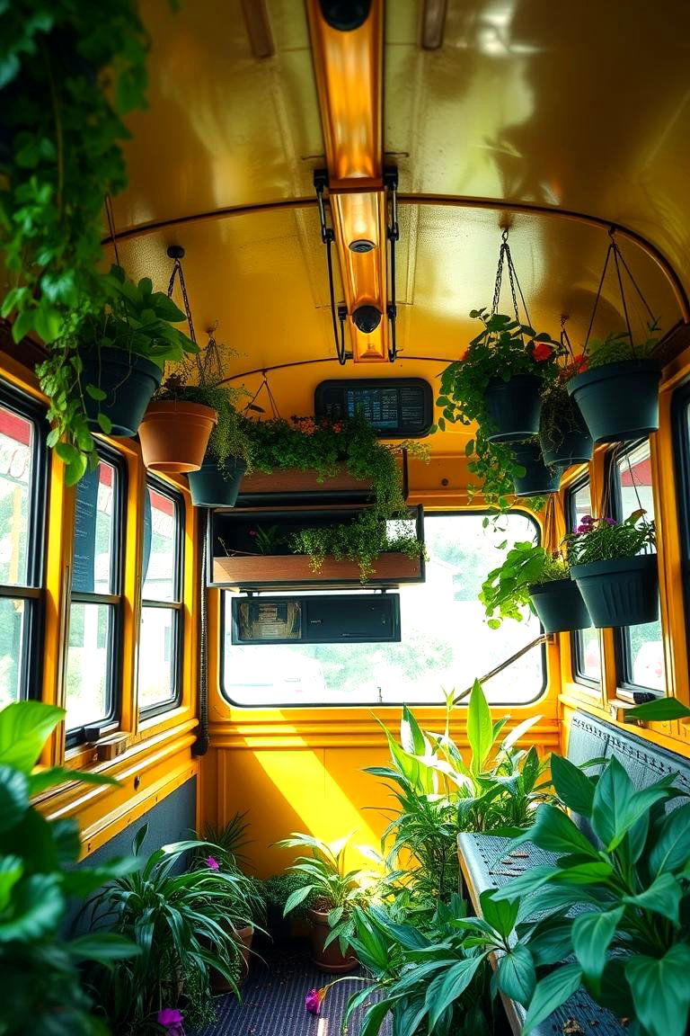 Vertical Garden Bus Greenhouse Setup - 24 School Bus Greenhouse Ideas