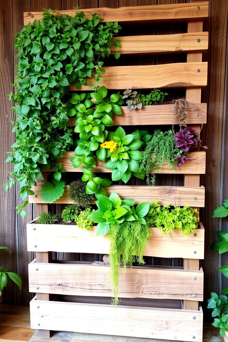 Vertical Garden Display using Sleepers - 24 Garden Sleeper Ideas