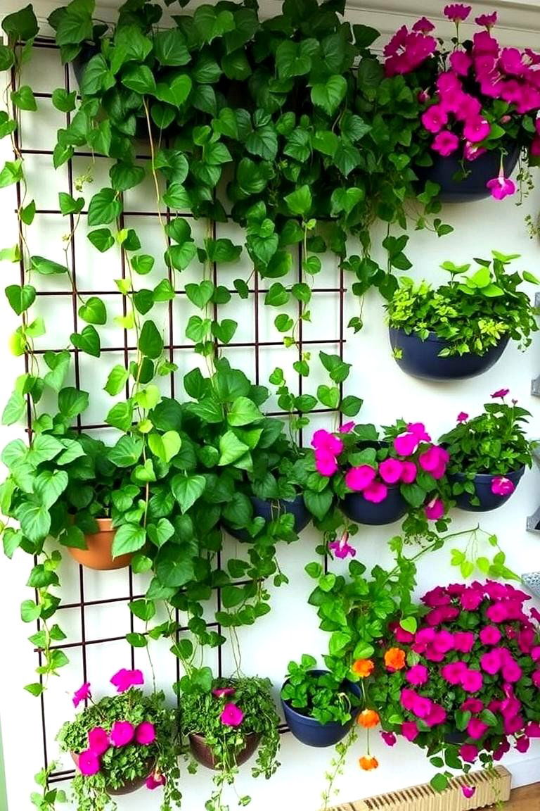 Vertical Garden Display - 24 Front Yard Flower Bed Ideas