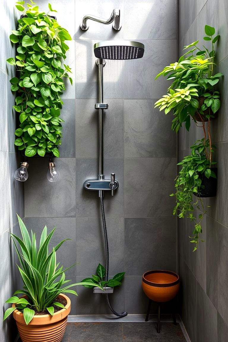 Vertical Garden Feature - 24 Small Shower Ideas