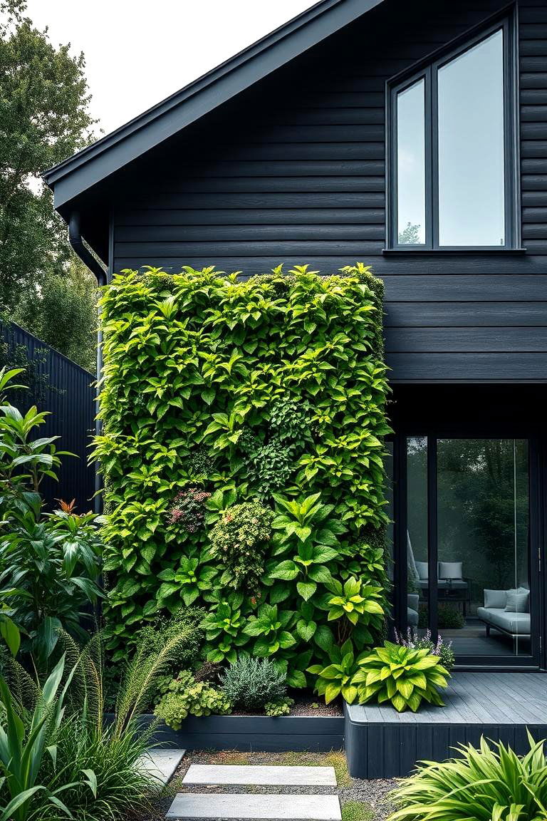 Vertical Garden Integration - 24 Dark Grey House Exterior Ideas