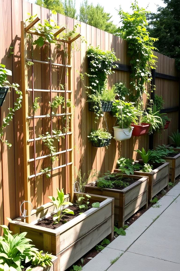 Vertical Garden Integration - 24 Raised Garden Bed Along Fence Ideas