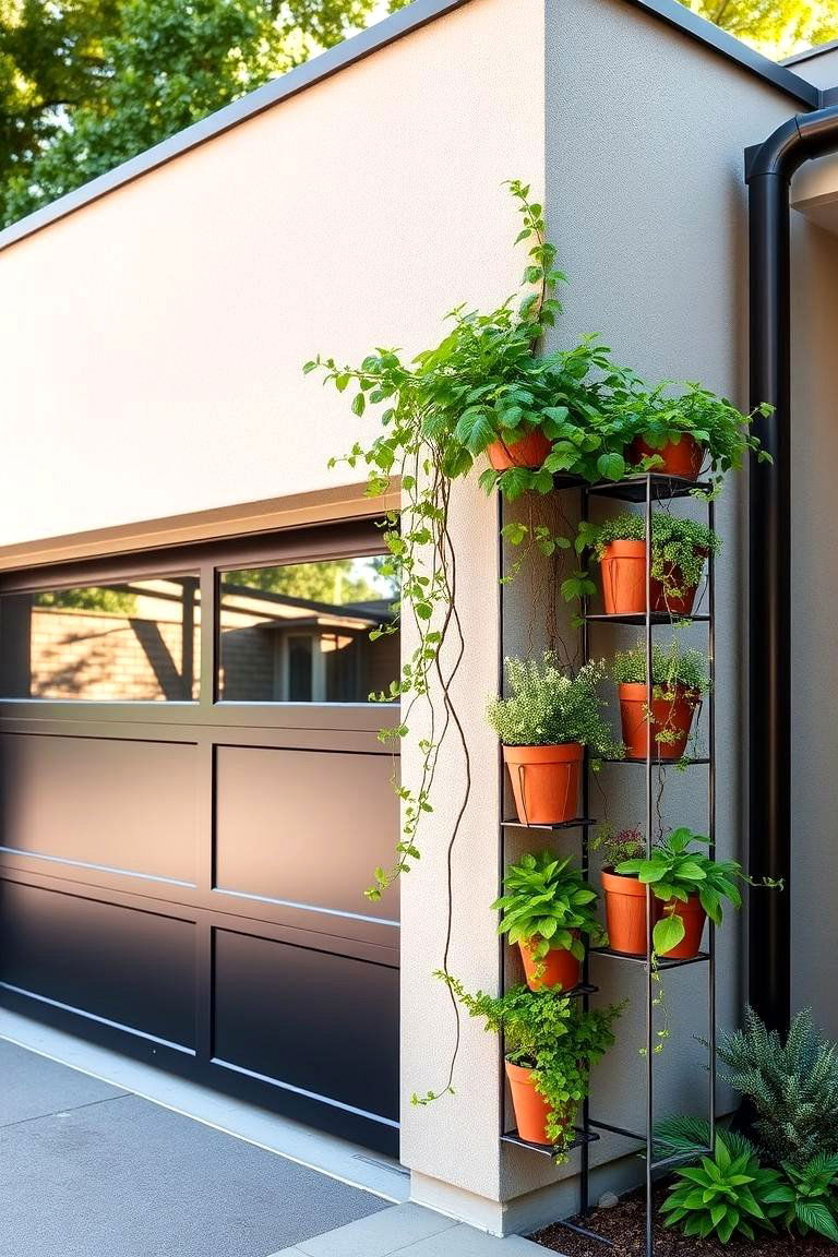 Vertical Garden Integration for Eco Charm - 24 Green Garage Door Ideas