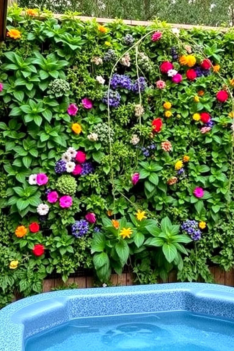 Vertical Garden Wall for Privacy and Beauty - 24 Backyard Hot Tub Privacy Ideas