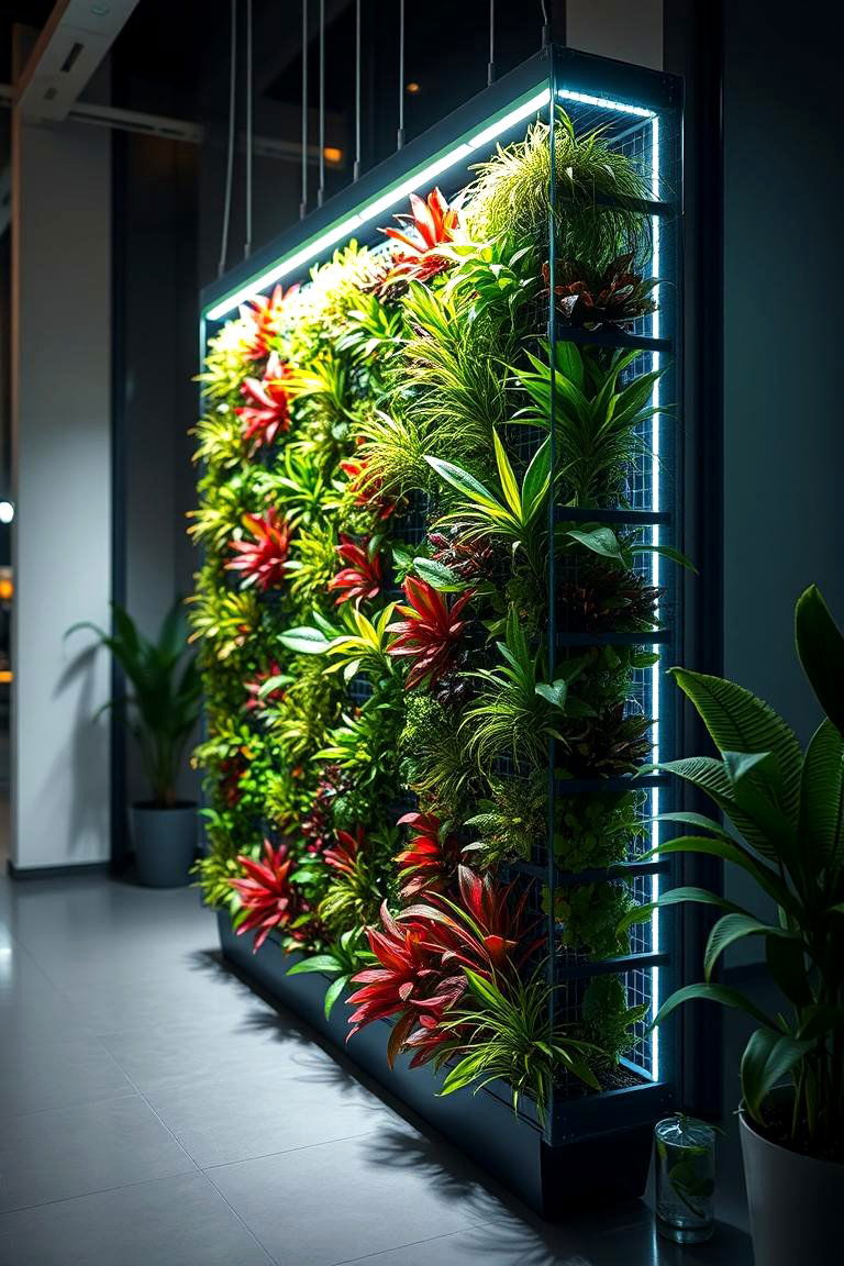 Vertical Garden with LED Lighting - 24 Vertical Garden Ideas