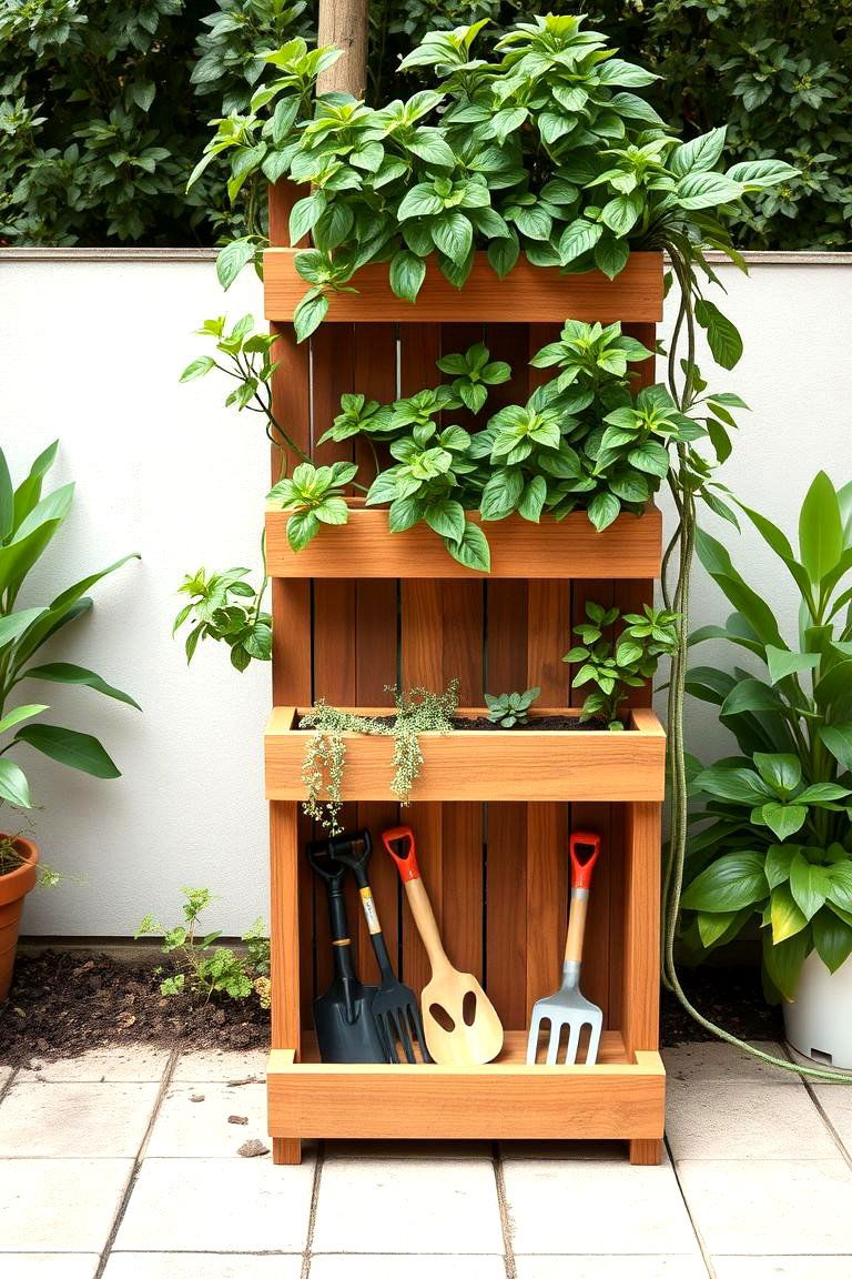 Vertical Garden with Storage - 24 Outdoor Storage Ideas