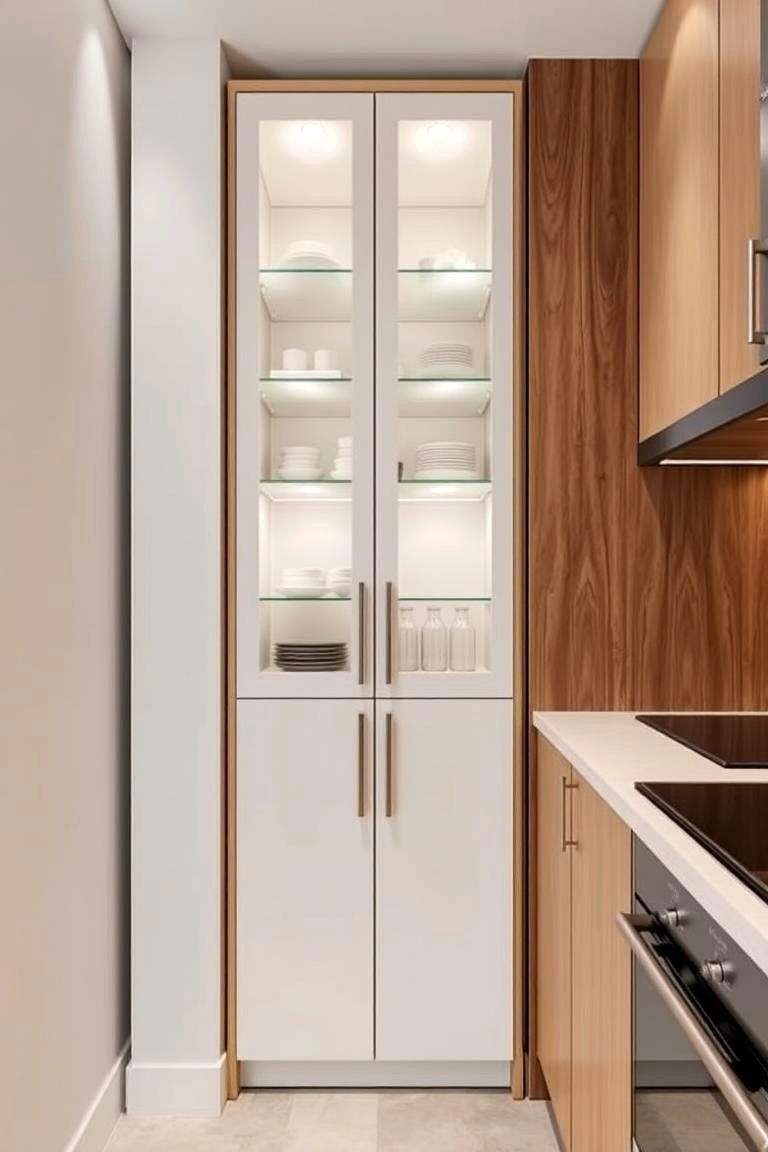 Vertical Glass Storage Units - 24 Modern Style Glass Kitchen Cabinets
