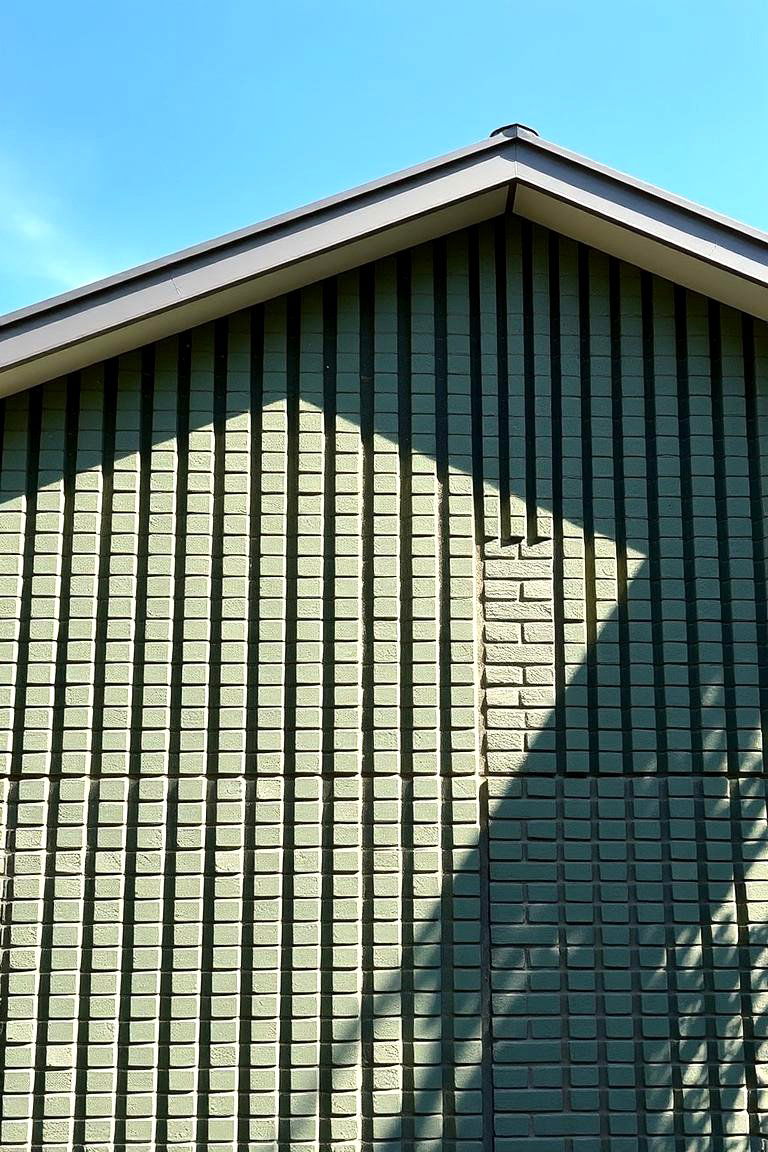 Vertical Green Brick for Height Emphasis - 24 Green Brick Exterior Home Ideas