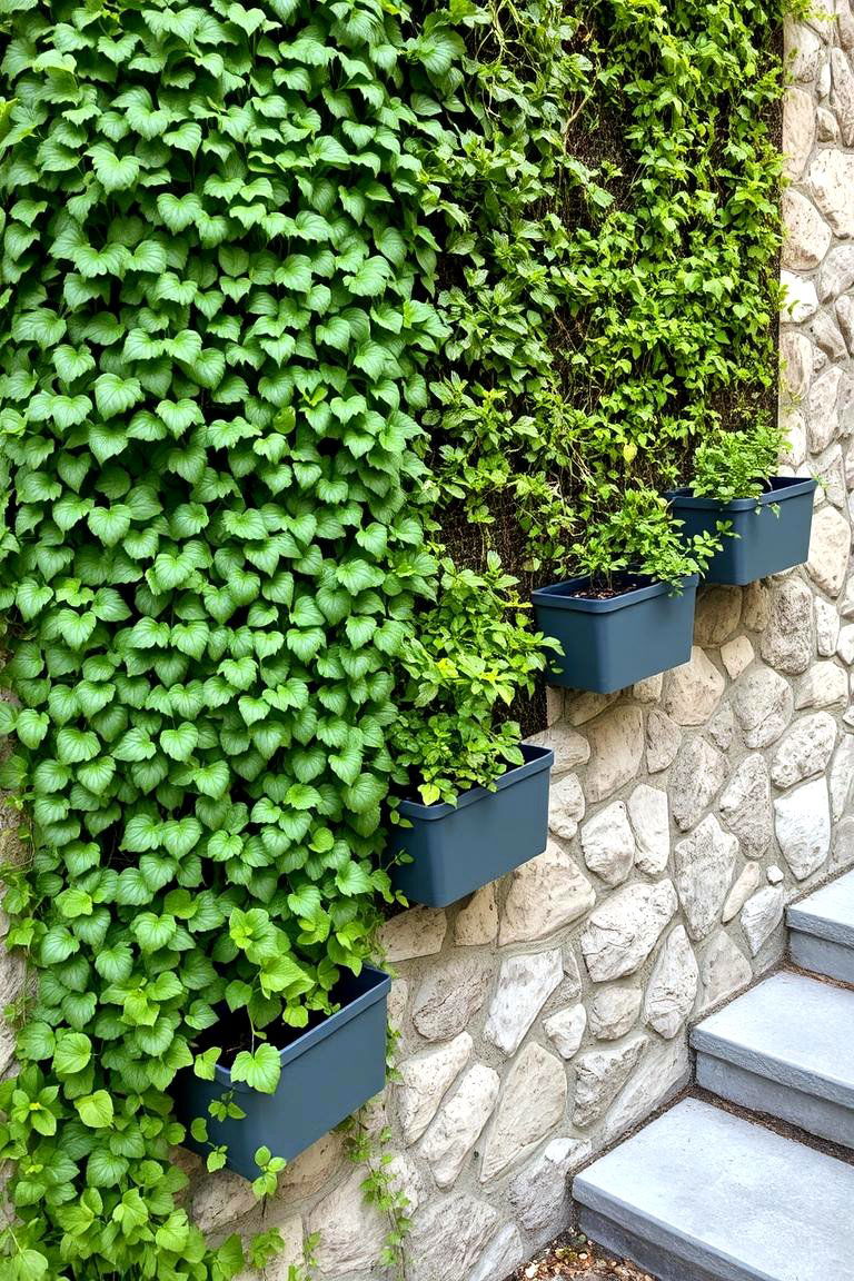 Vertical Green Garden Wall - 24 Down Sloped Backyard Ideas