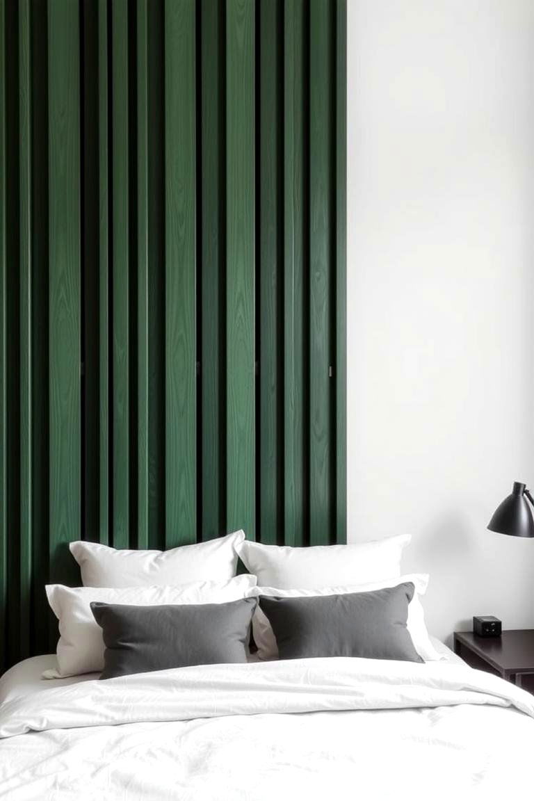 Vertical Green Slatted Panelling for Height - 24 Green Panelling Bedroom Ideas
