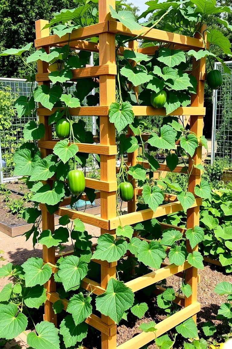 Vertical Layered Trellis for Cucumbers - 24 Cucumber Trellis Ideas