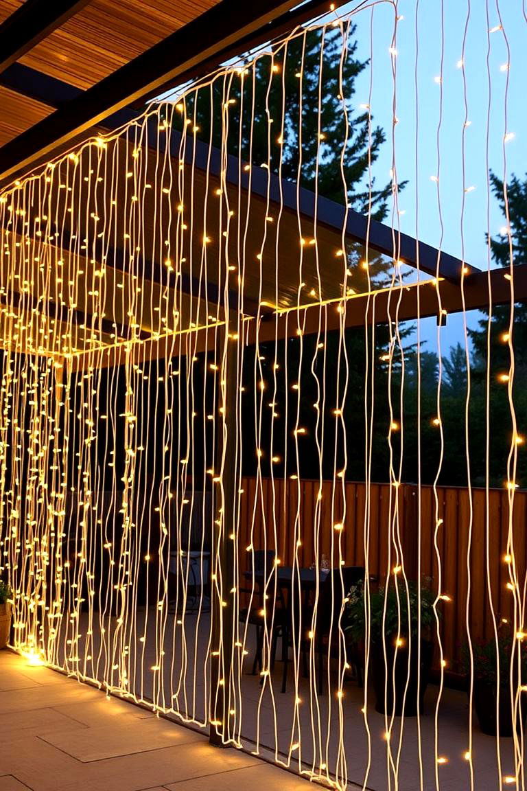 Vertical Light Curtains - 24 Patio String Light Ideas