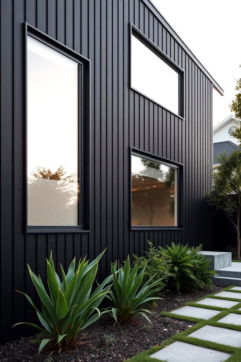 Vertical Line Dynamics - 24 black siding house ideas