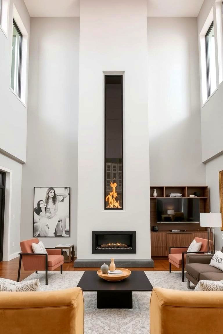 Vertical Linear Fireplace - 24 Off-center Fireplace Ideas