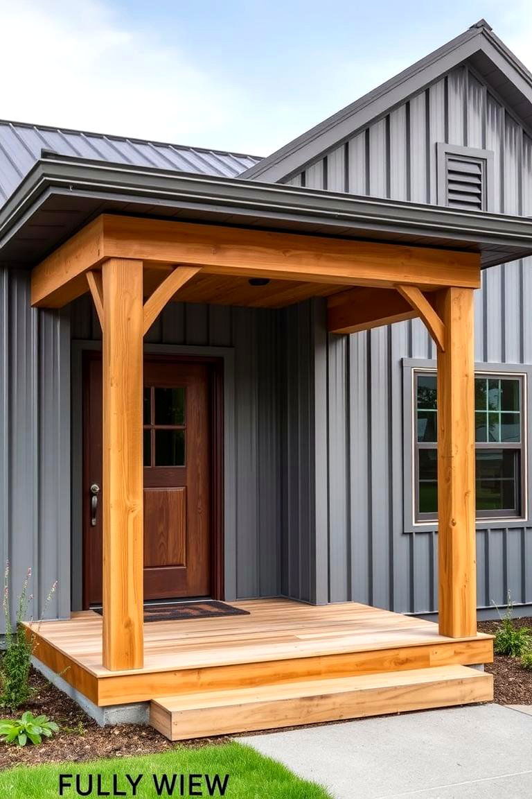 Vertical Metal Siding with Wood Details - 24 modern cottage house exterior ideas