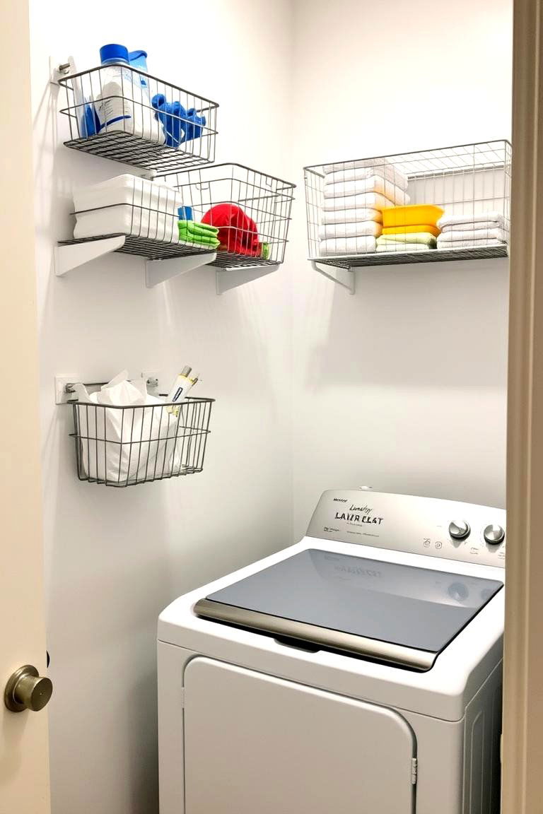 Vertical Organization with Wall Mounted Baskets - 24 Modern Laundry Room Ideas
