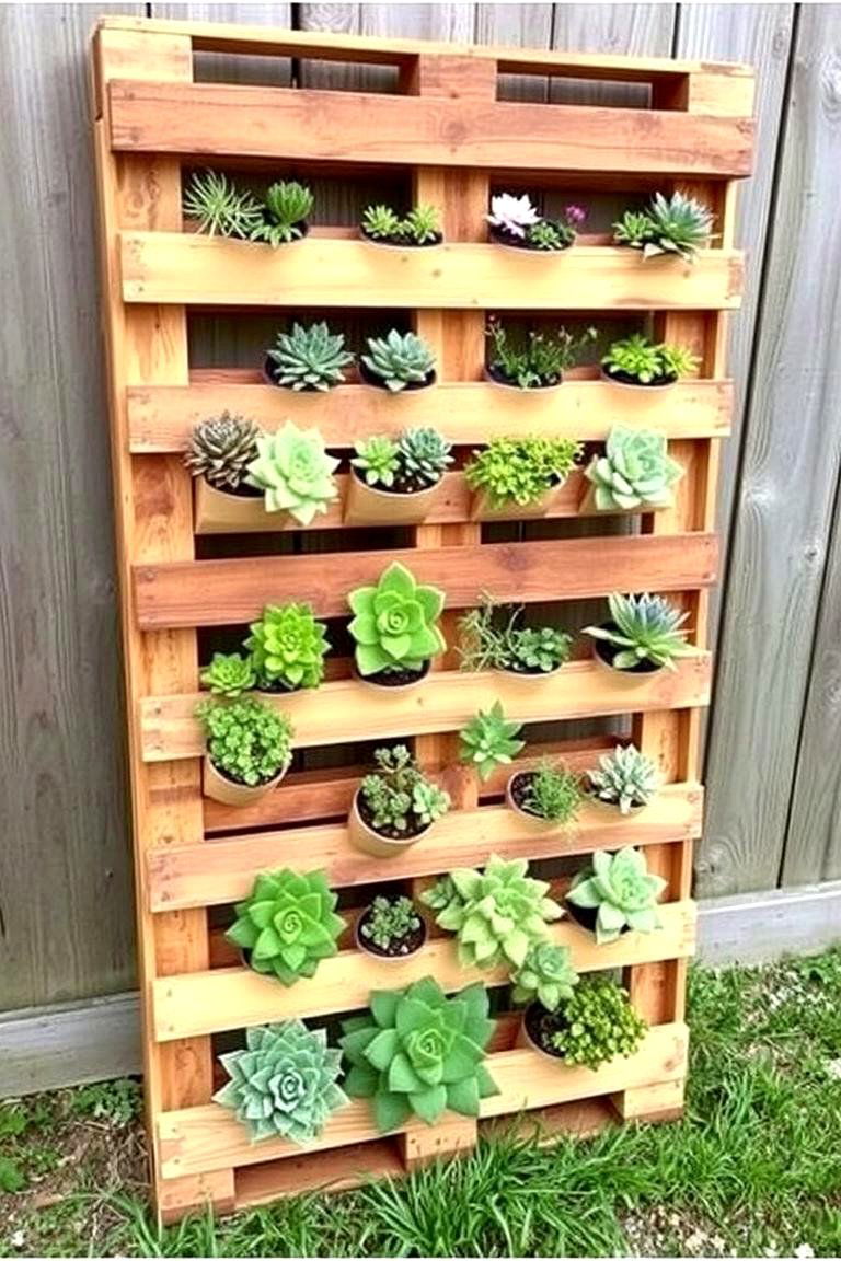 Vertical Pallet Garden - 24 Outdoor Succulent Container Ideas