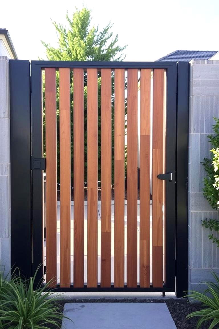 Vertical Slat Gate for a Modern Look - 24 Fence Gate Ideas