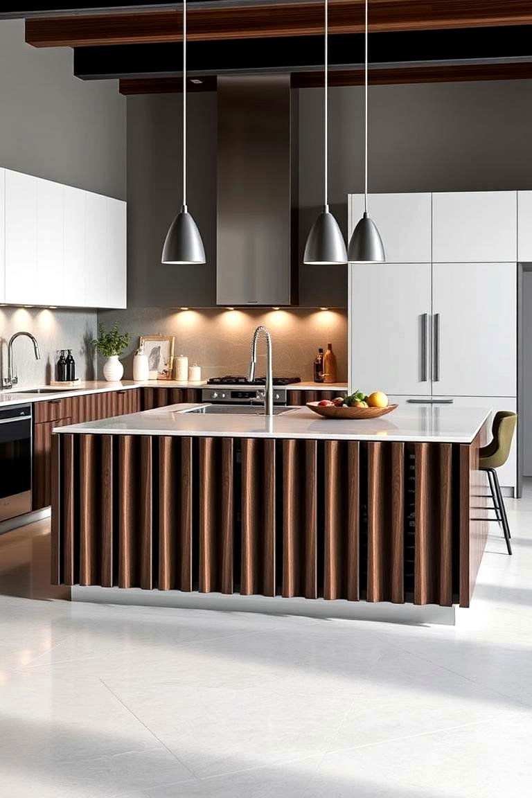 Vertical Slats Panels - 24 Kitchen Island Back Panel Ideas