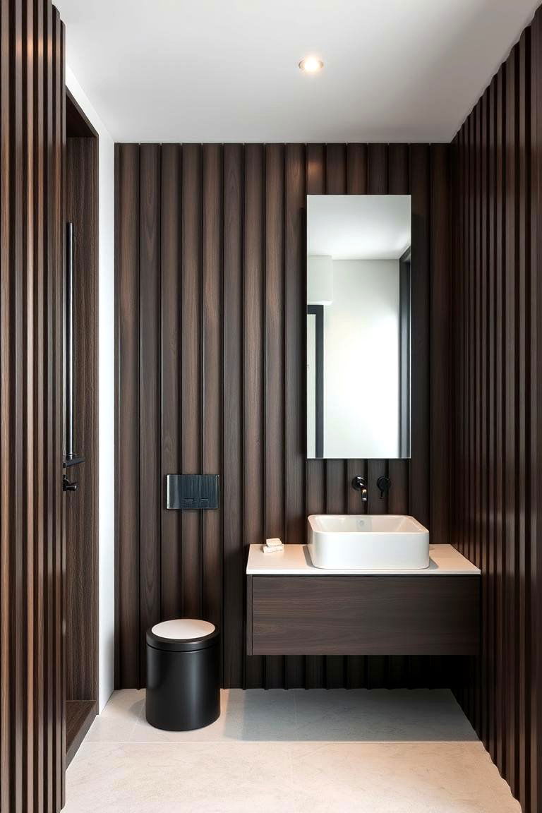 Vertical Slats for Modern Elegance - 24 Bathroom Wall Paneling Ideas