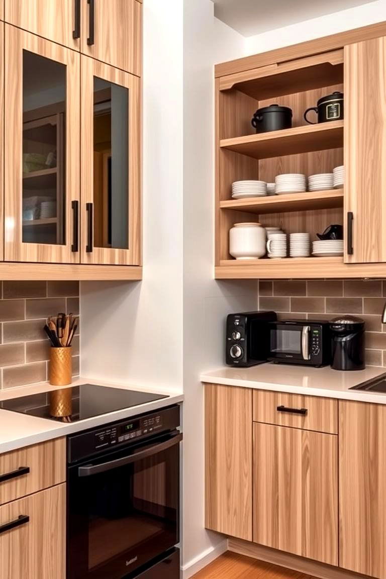 Vertical Space Utilization - 24 Small Kitchen with Black Appliances Ideas