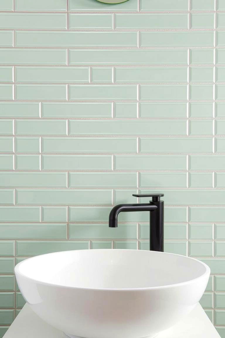 Vertical Stacked Green Tiles for a Modern Twist - 24 Green Tile Bathroom Ideas