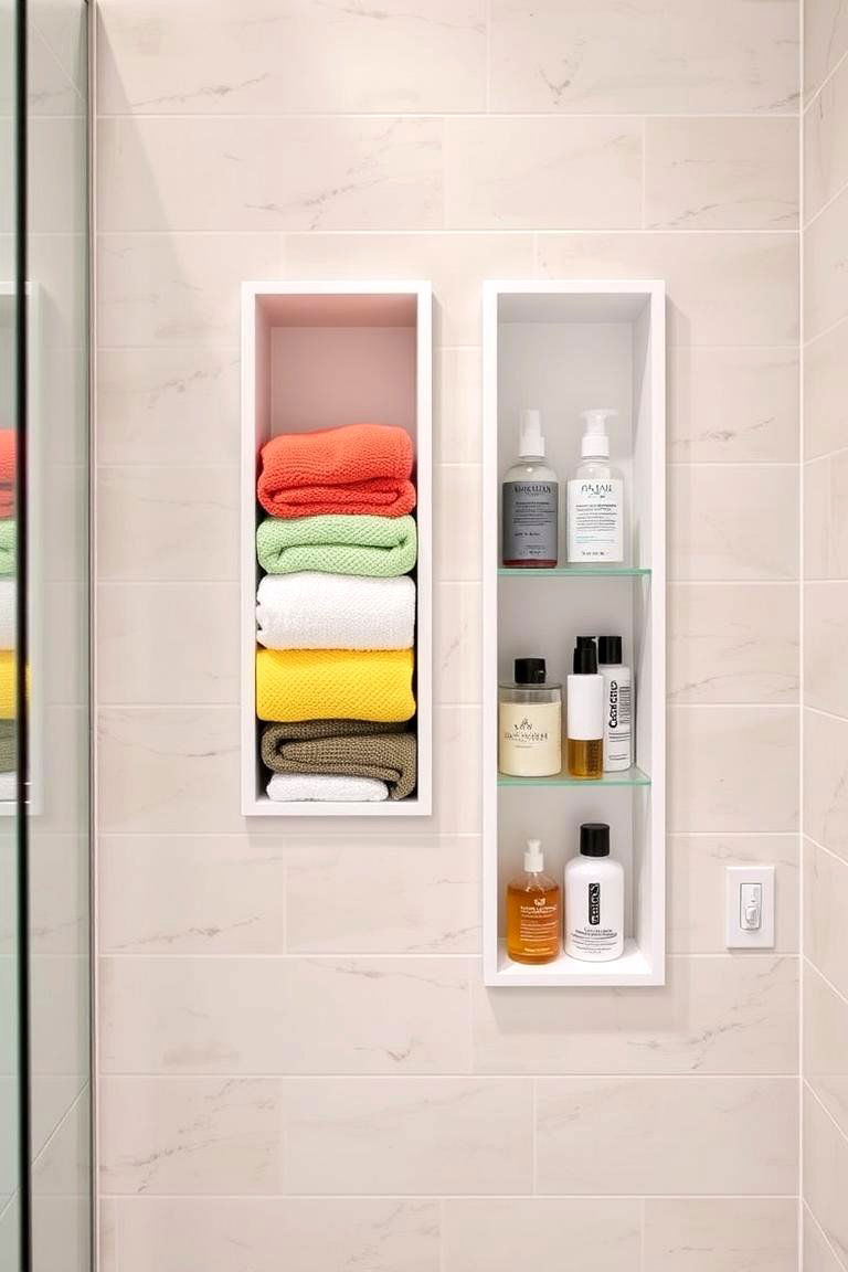 Vertical Stacked Niches - 24 Shower Niche Ideas