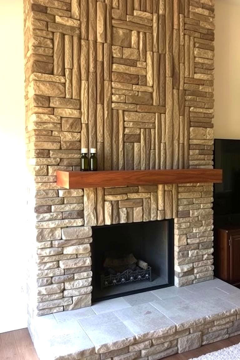 Vertical Stacked Stone Tiles - 24 Fireplace Tile Ideas