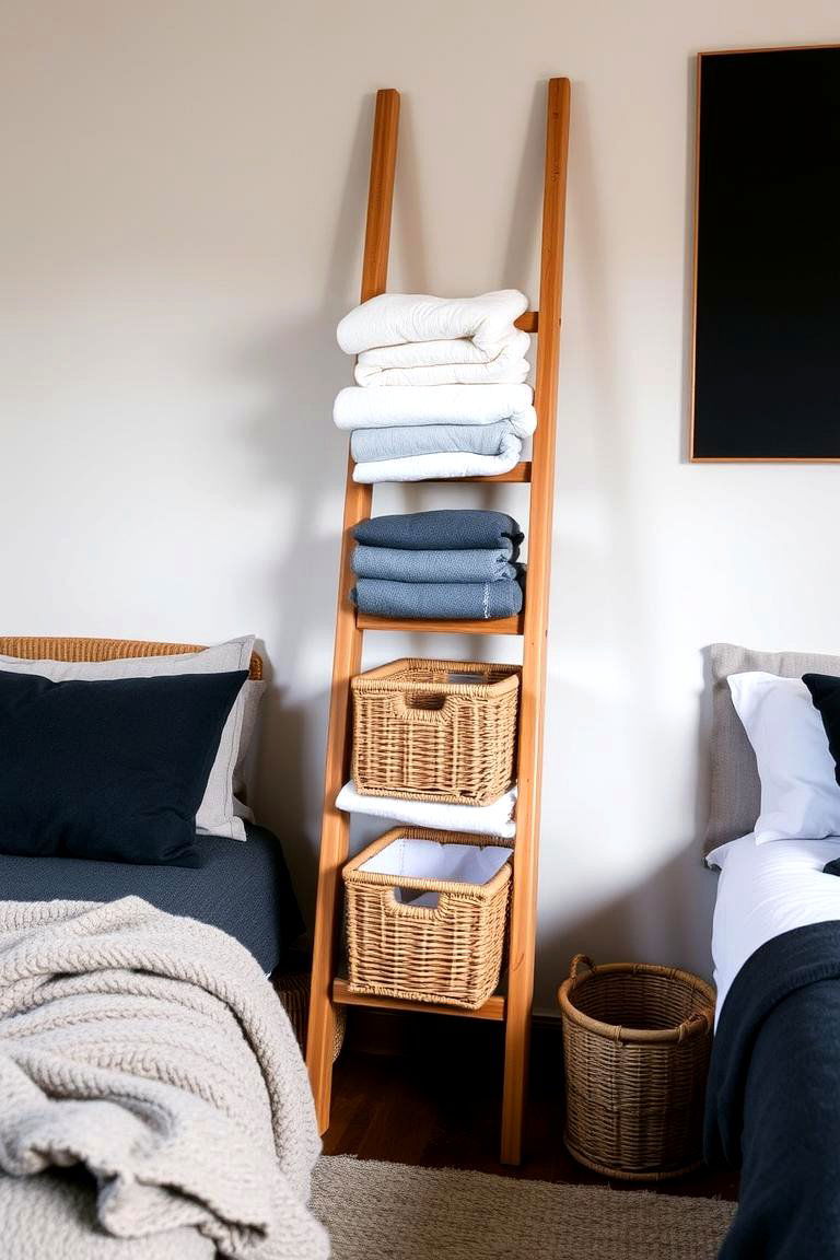 Vertical Storage Ladders - 24 Shared Bedroom Ideas for Small Rooms
