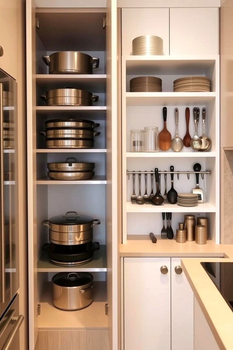 Vertical Storage for Pots and Pans - 24 Kitchenette Ideas
