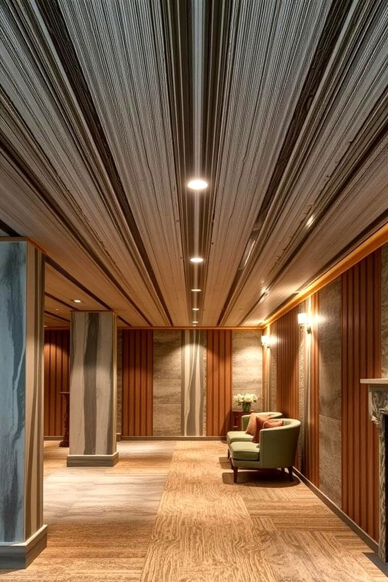 Vertical Striped Ceiling - 24 Basement Drop Ceiling Ideas