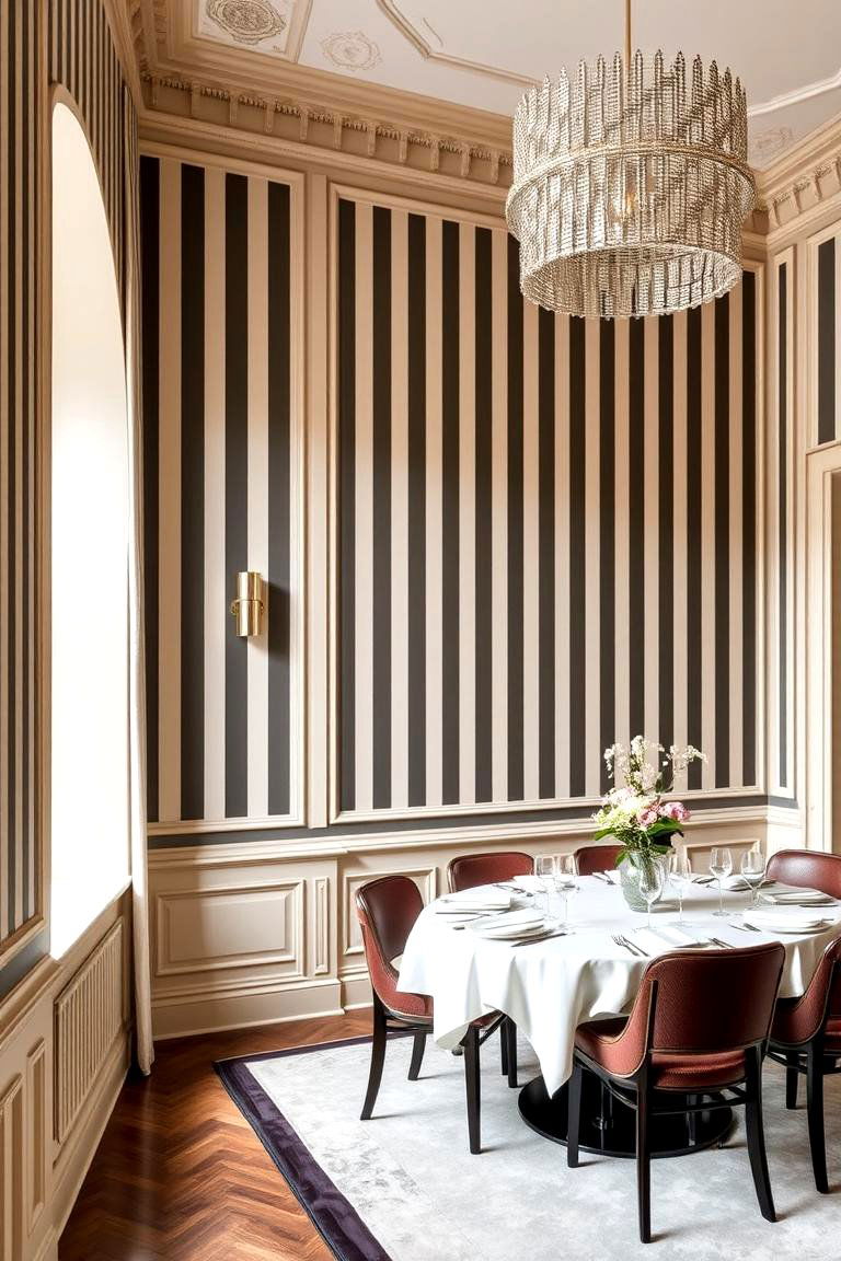 Vertical Stripes for Height - 24 Art Deco Dining Room Ideas
