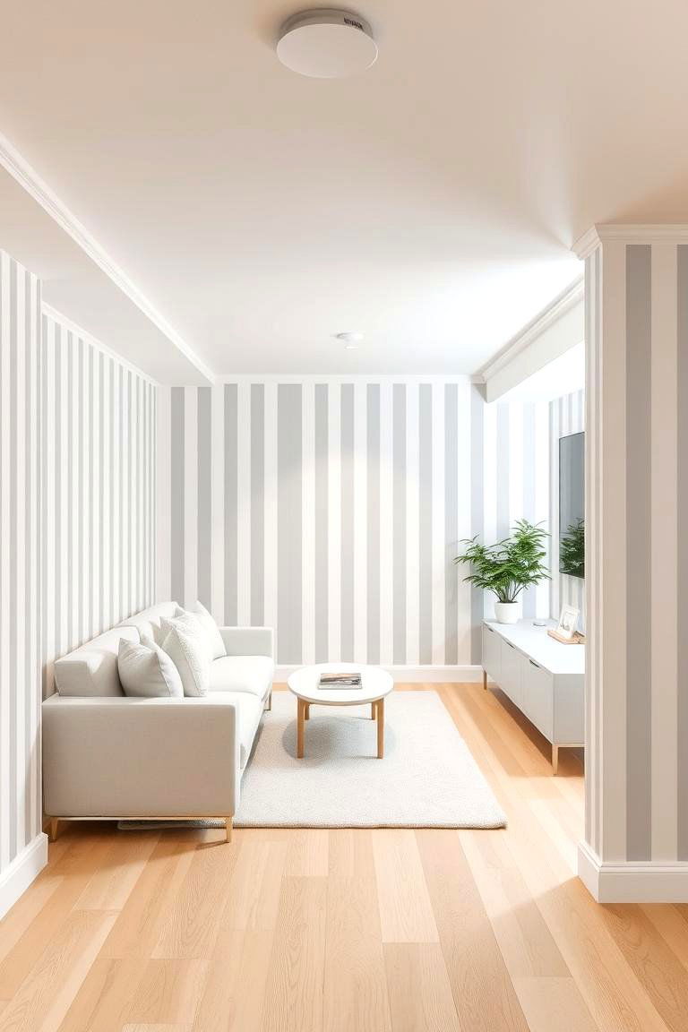 Vertical Stripes - 24 Basement Accent Wall Ideas