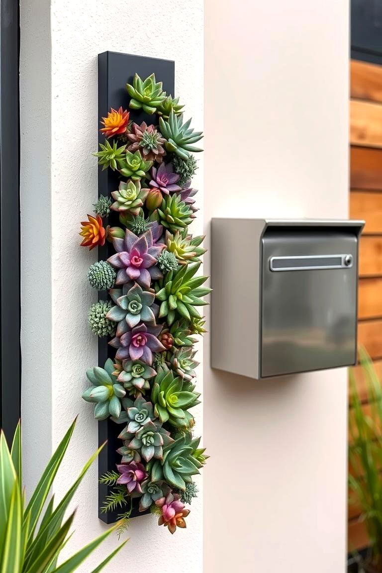 Vertical Succulent Display - 24 Mailbox Landscaping Ideas