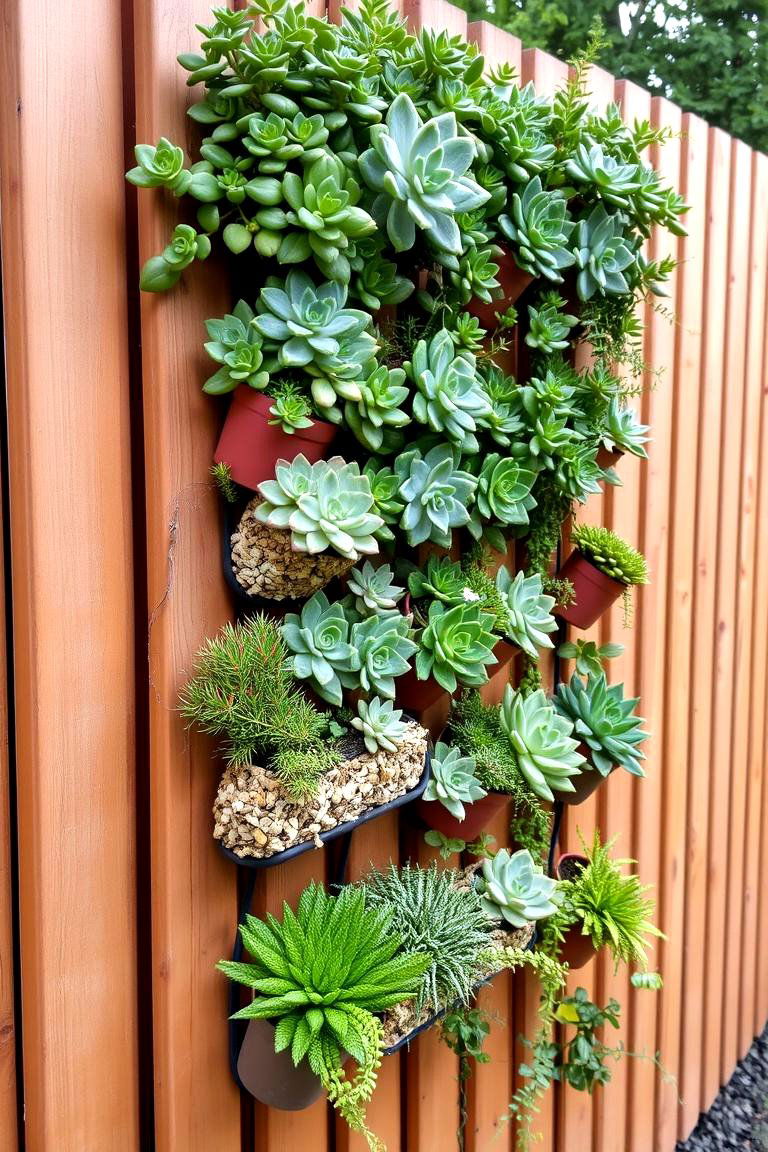 Vertical Succulent Garden Fence - 24 Fence Art Ideas
