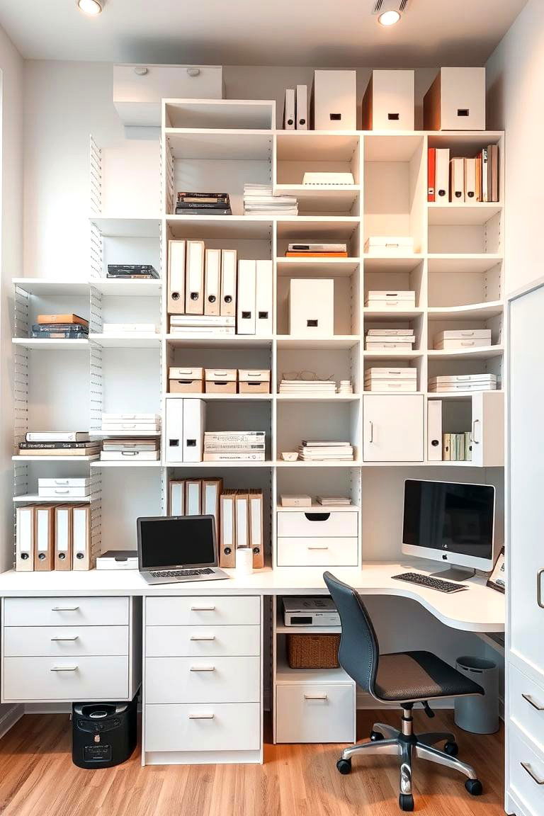 Vertical Wall Mounted Shelving Systems - 24 Office Shelving Ideas