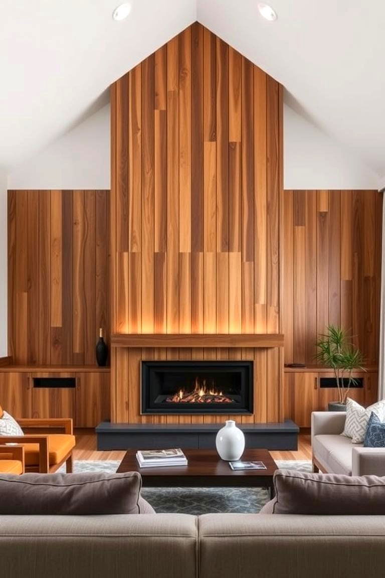 Vertical Wooden Planks - 24 Fireplace Accent Wall Ideas