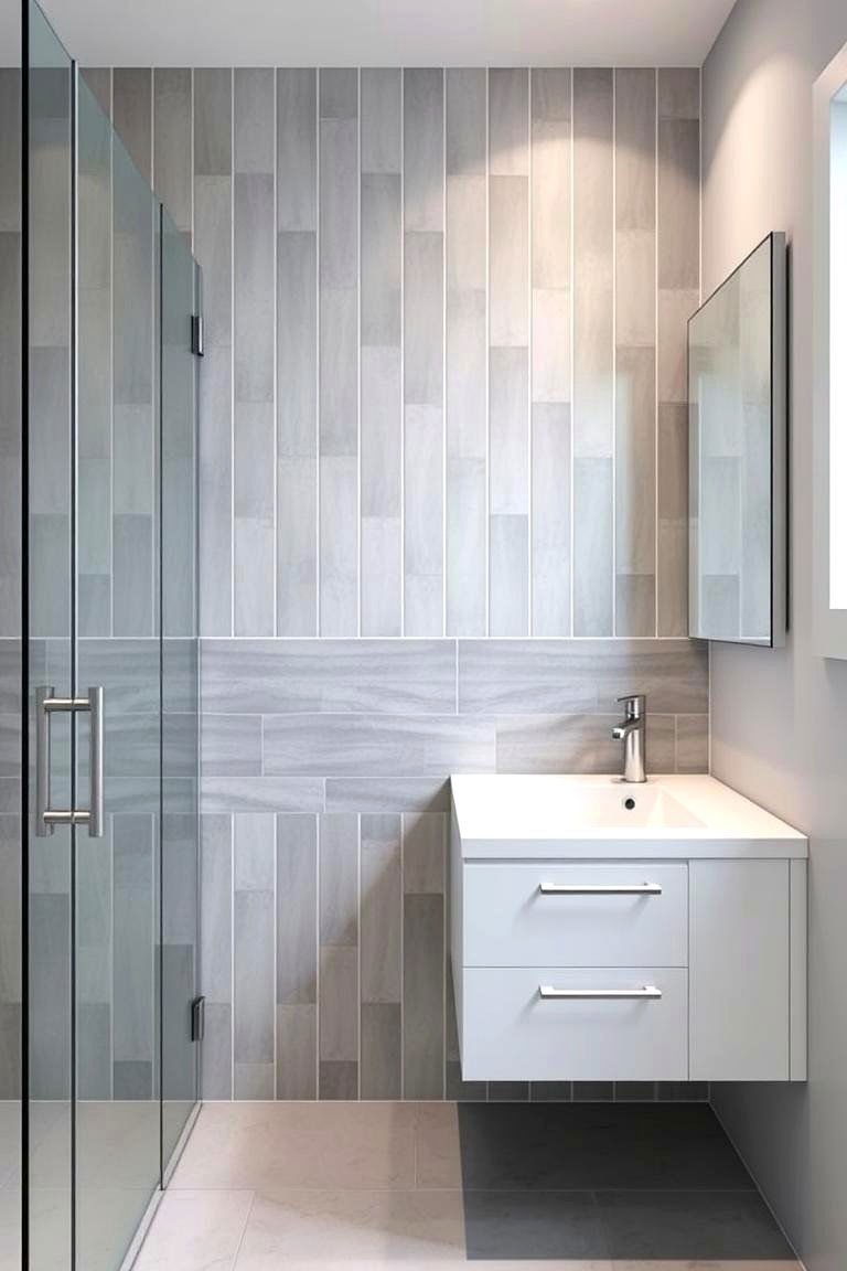 Vertically Stacked Tiles for a Modern Aesthetic - 24 Half-wall Tile Bathroom Ideas