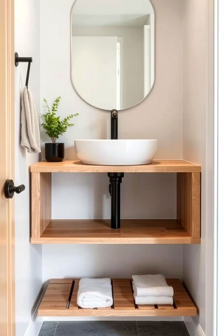 Vessel Sink on a Simple Shelf Vanity - 24 Small Bathroom Vanity Ideas