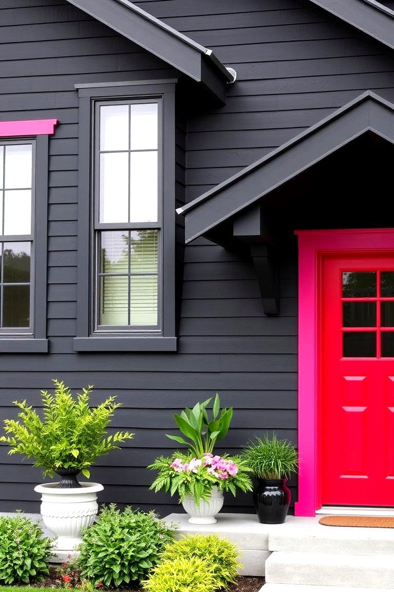 Vibrant Accent Colors - 24 black siding house ideas